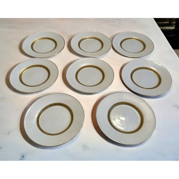 VTG 2000 Retroneu Vineyard GOLD 4325  22K Gold Band Cup & 8 Saucers - Picture 2 of 5